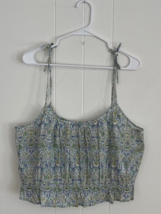 J. Crew Tops - J.Crew Liberty Fabric Floral Tie Strap Tank XL 100% Cotton